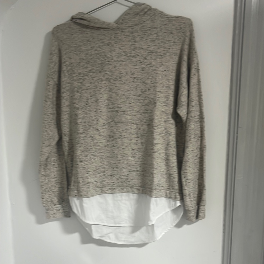 Zara Girls Heathered Gray Sweater with White Layer